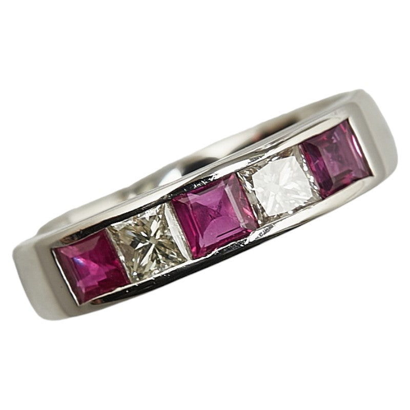 Pt900 Platinum Ruby 0.60ct Diamond 0.387ct Ring in Excellent Condition