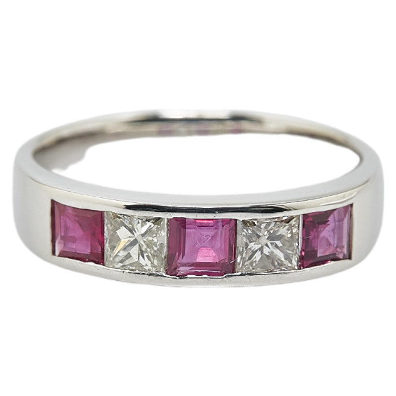 Pt900 Platinum Ruby 0.60ct Diamond 0.387ct Ring in Excellent Condition