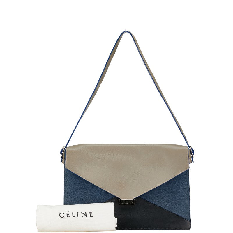 Celine Leather Suede Diamond Clutch Shoulder Bag