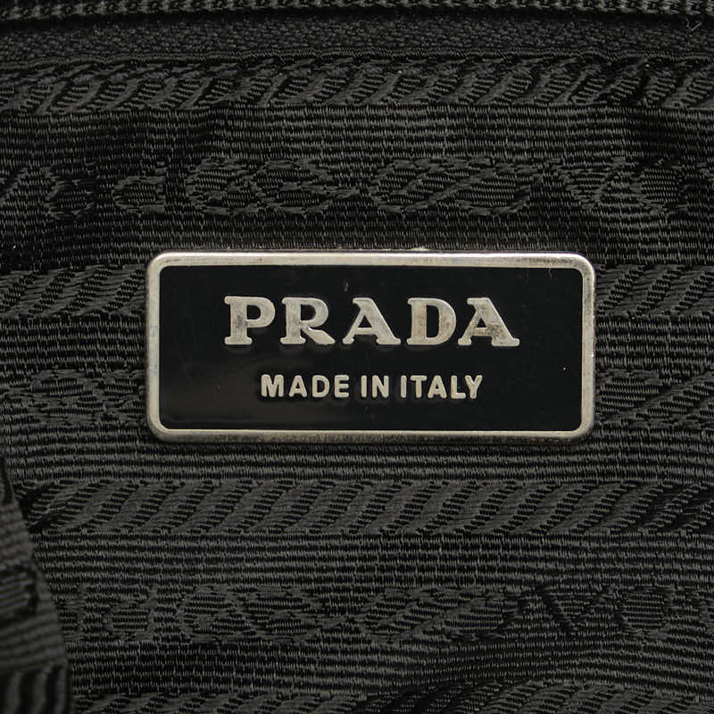 Prada Nylon Leather Triangle Logo Plate Shoulder Bag in Very Good Condition