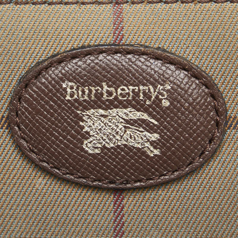 Burberry Canvas Leather Check Shoulder Bag in Good Condition