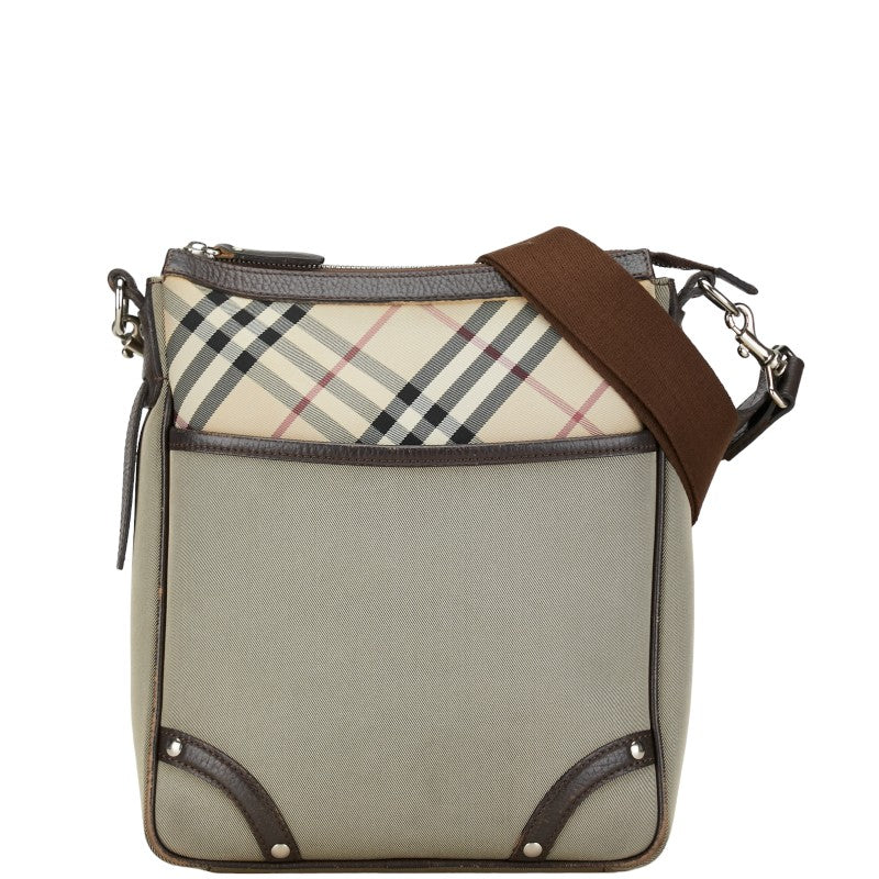 Burberry Nova Check Nylon Canvas Leather Shoulder Bag in Very Good Condition