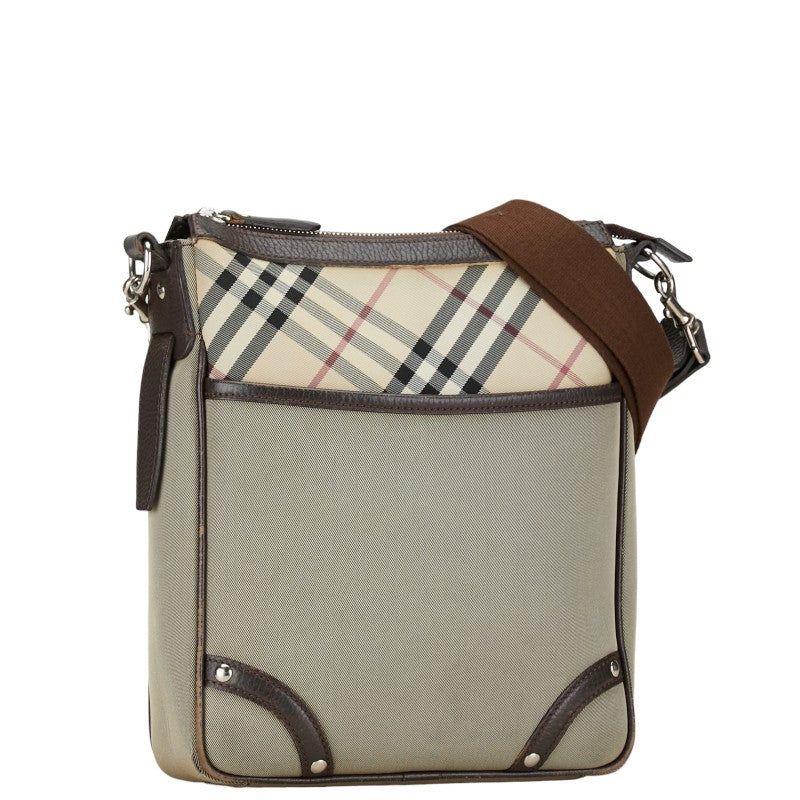 Burberry Nova Check Nylon Canvas Leather Shoulder Bag