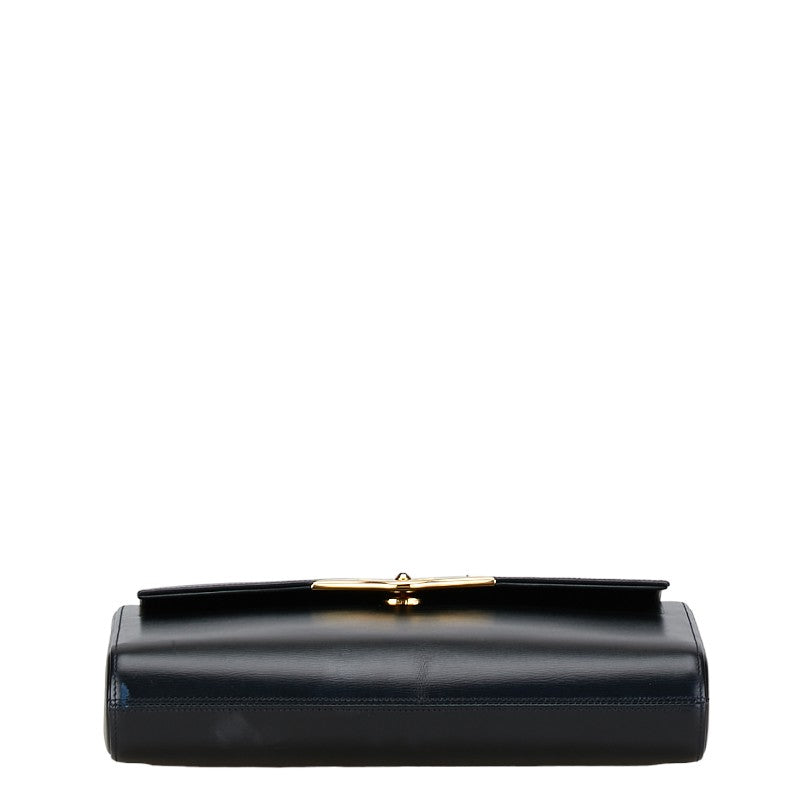 Cartier Leather Sapphire Line Clutch Bag Black Gold in Very Good Condition