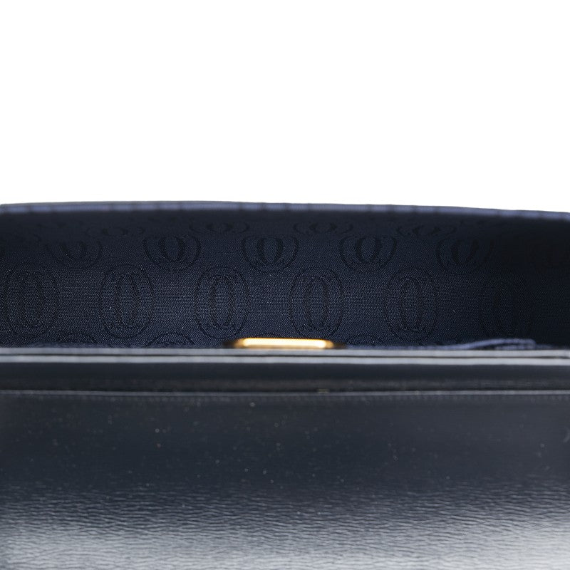 Cartier Leather Sapphire Line Clutch Bag Black Gold in Very Good Condition