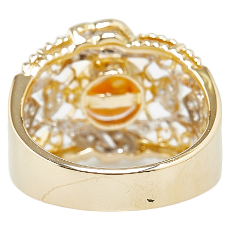 K18YG Yellow Gold Akoya Pearl 8.2mm Diamond 0.18ct Ring