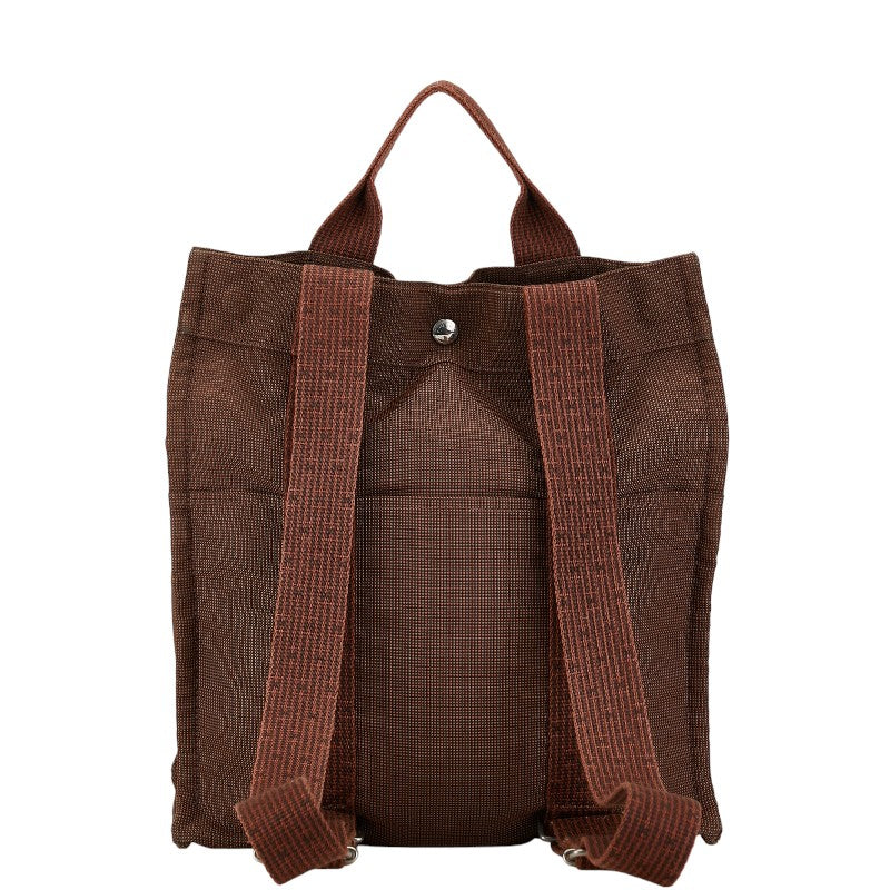 Hermes Herline Ad PM Canvas Backpack Brown