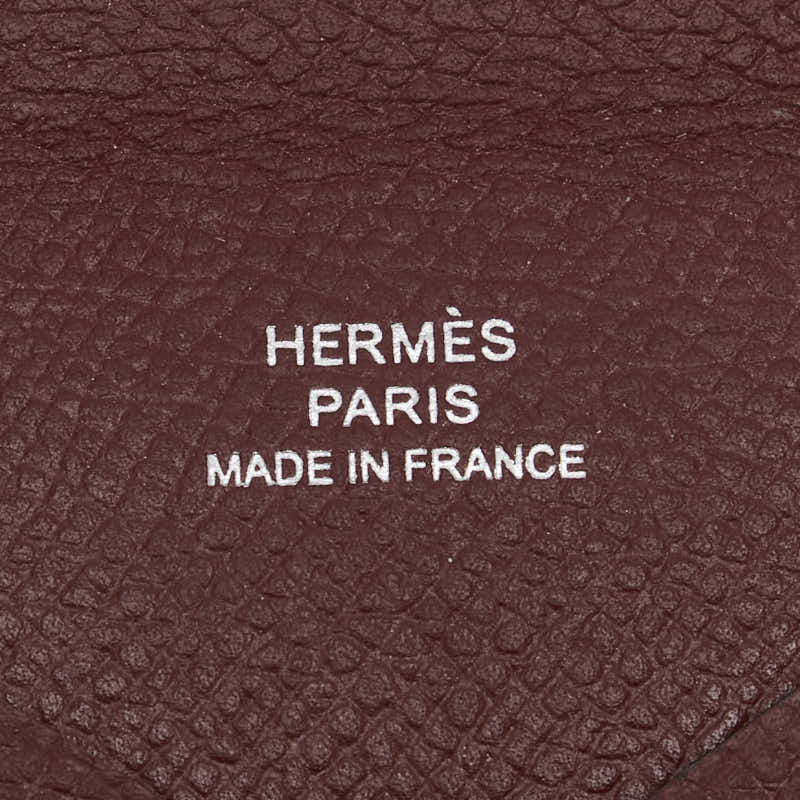 Hermes Calvi Card Coin Case Rouge Ash in Great Condition