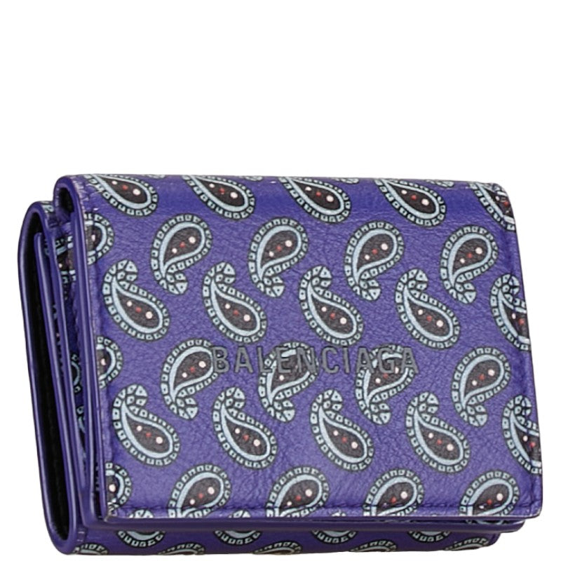 Balenciaga Cash Mini Wallet Leather Purple