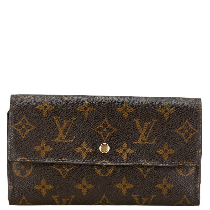 Louis Vuitton Monogram Portefeuille International Wallet M61217 Brown PVC Leather in Very Good Condition