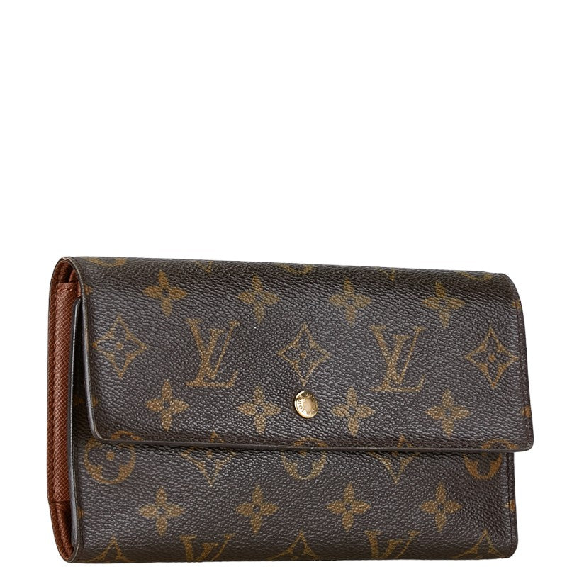 Louis Vuitton Monogram Portefeuille International Wallet M61217 Brown PVC Leather in Very Good Condition