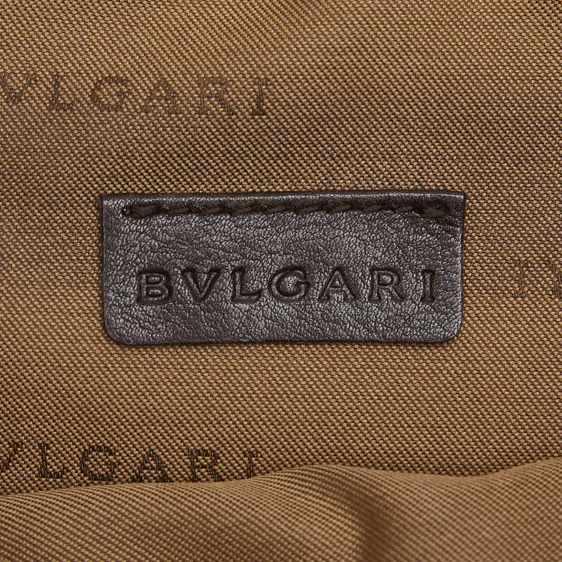 Bvlgari Canvas Leather Logo Mania Shoulder Bag in Very Good Condition