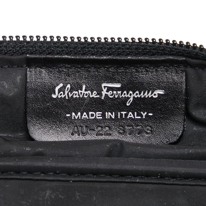 Salvatore Ferragamo Nylon Vanity Handbag Black in Very Good Condition