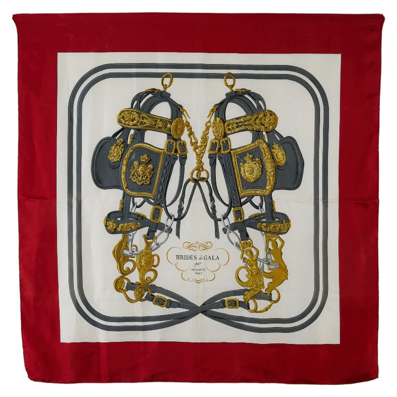 Hermes Silk Scarf BRIDES de GALA Red White in Very Good Condition