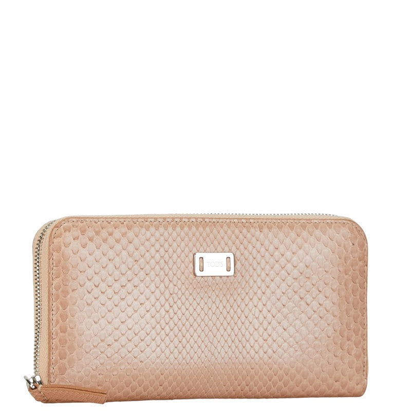 Tod's Python Zip Around Wallet Beige