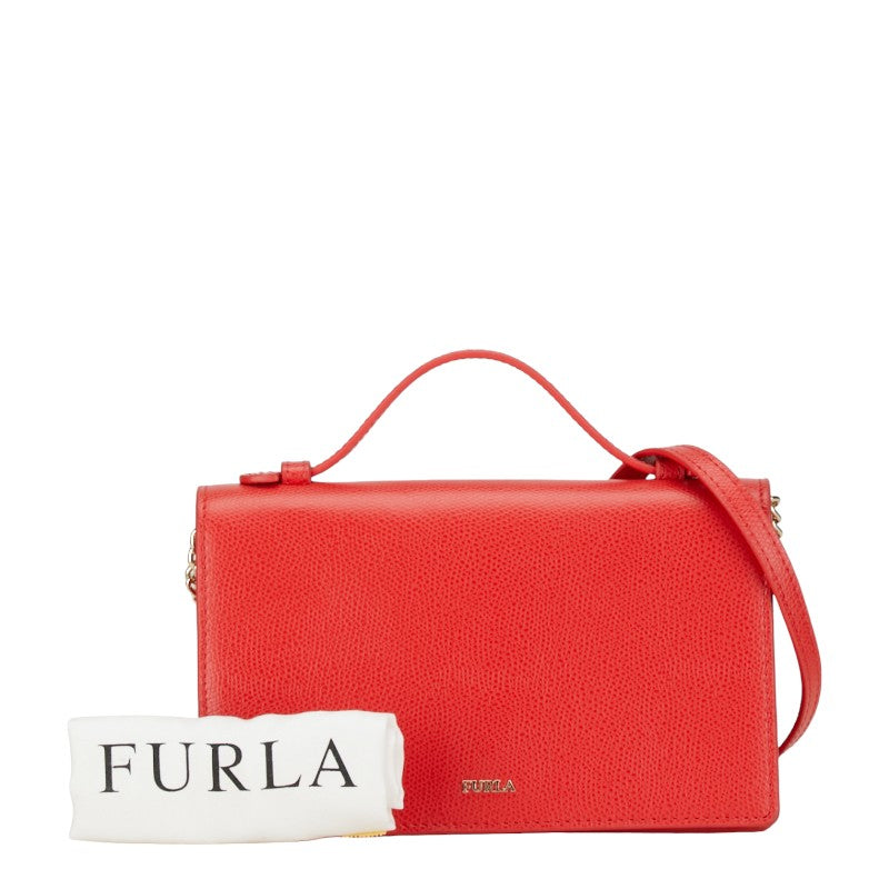 Furla Leather Square Chain Shoulder Bag