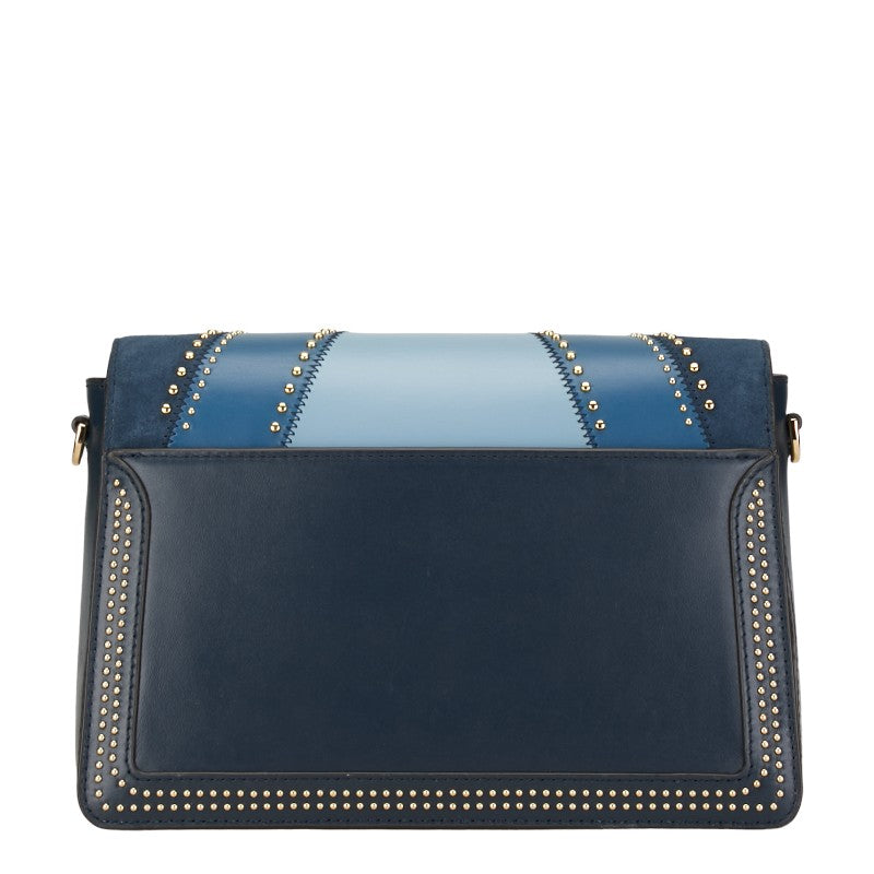 Michael Kors Studded Leather Shoulder Bag Blue