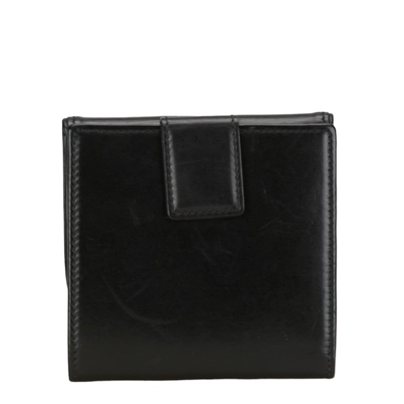 Dior Logo Leather Tri-fold Wallet Black