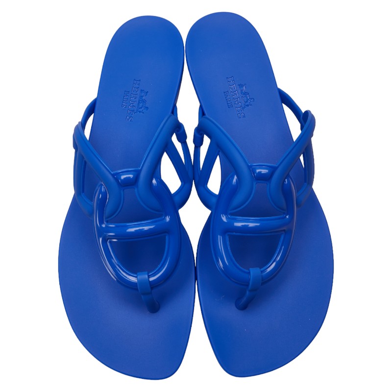 Hermes Egerie Sandals Blue Rubber 37