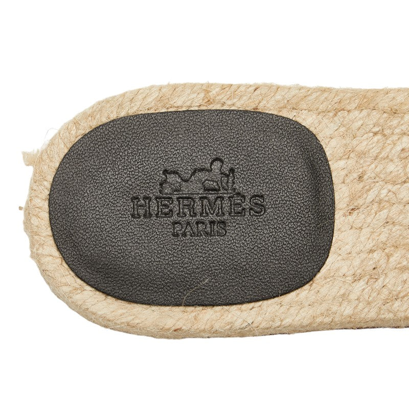 Hermes Espadrille Sandals Black Leather