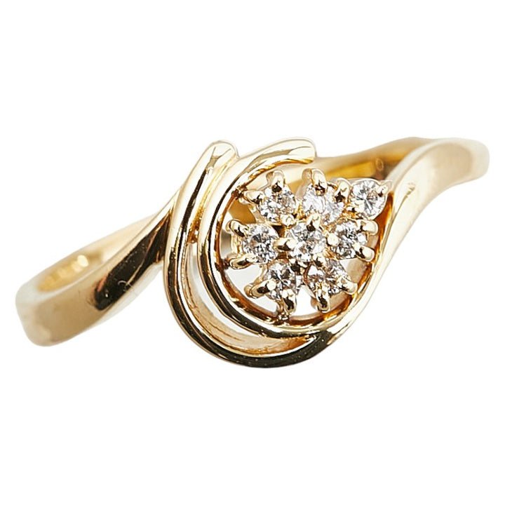 K18YG Yellow Gold Diamond 0.08ct Ring in Great Condition