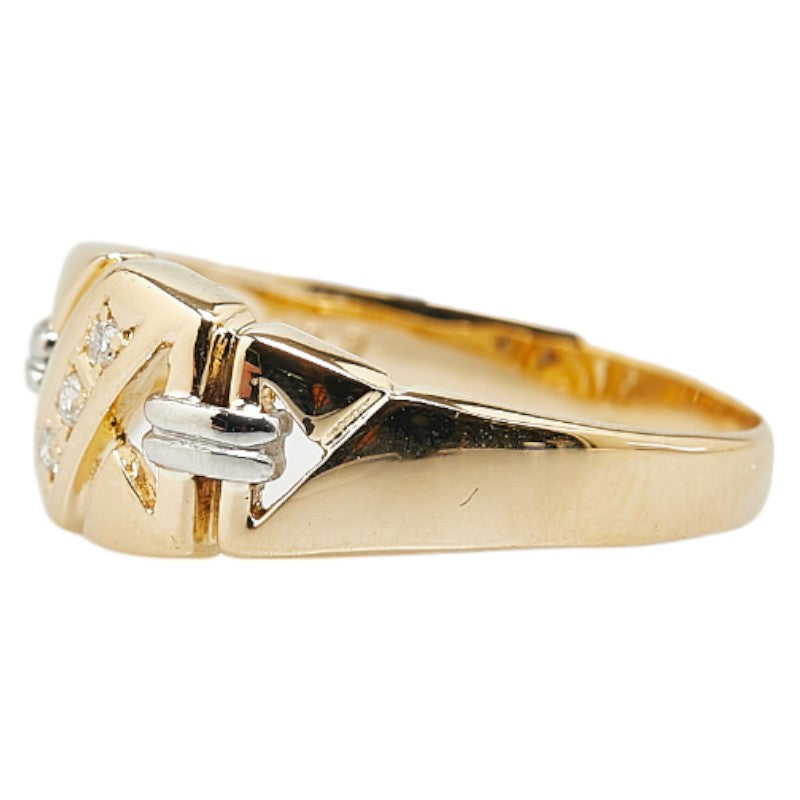 Pt900 Platinum K18YG Yellow Gold Diamond Ring in Great Condition