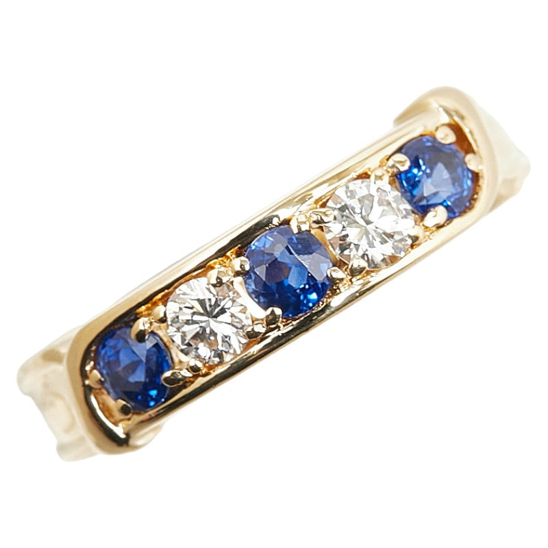 LuxUness 18k Gold Diamond & Sapphire Ring Metal Ring in Excellent condition