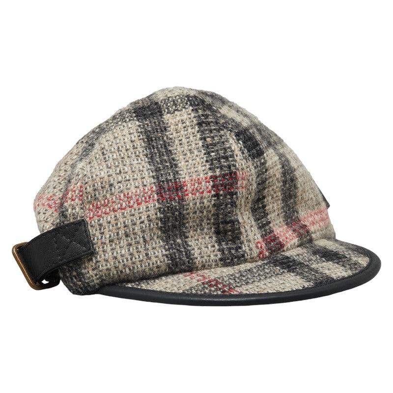 Burberry Wool Leather Check Cap Beige