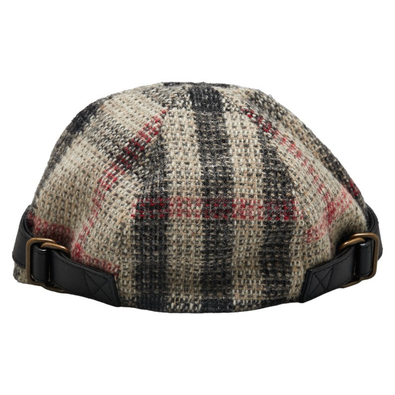 Burberry Wool Leather Check Cap Beige