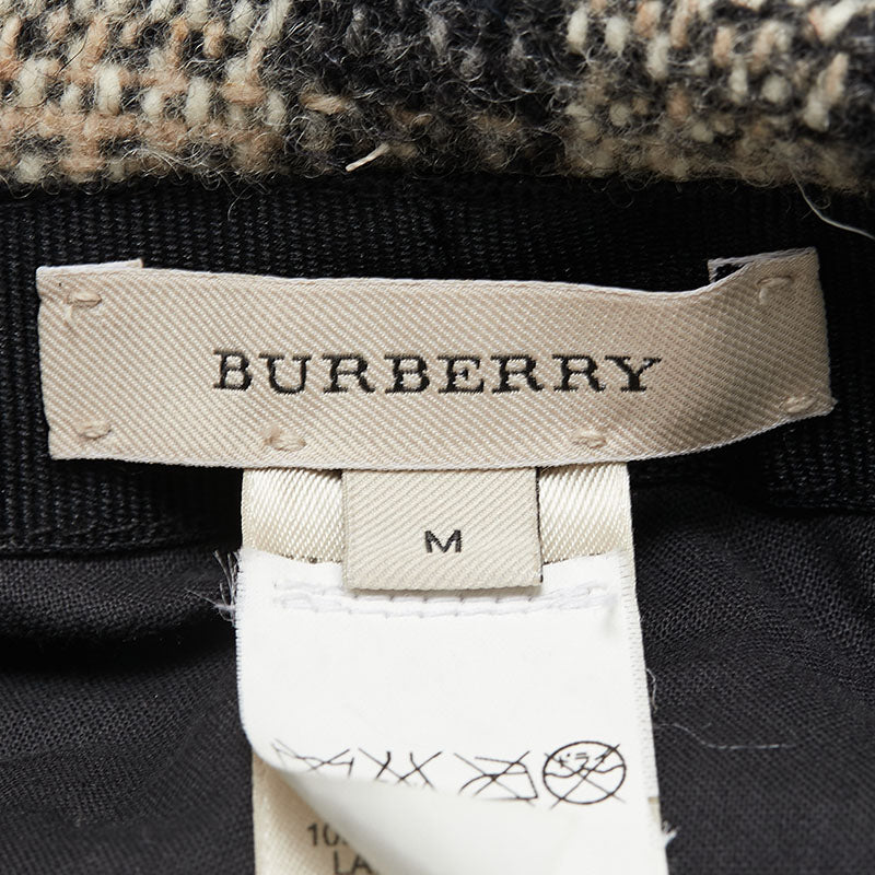 Burberry Wool Leather Check Cap Beige