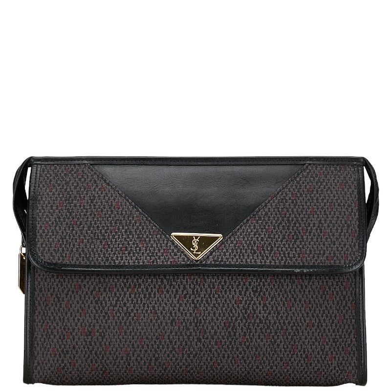 Yves Saint Laurent Tweed Leather Logo Clutch Bag