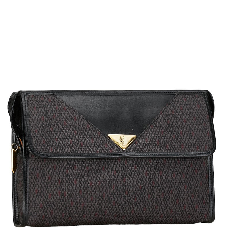 Yves Saint Laurent Tweed Leather Logo Clutch Bag