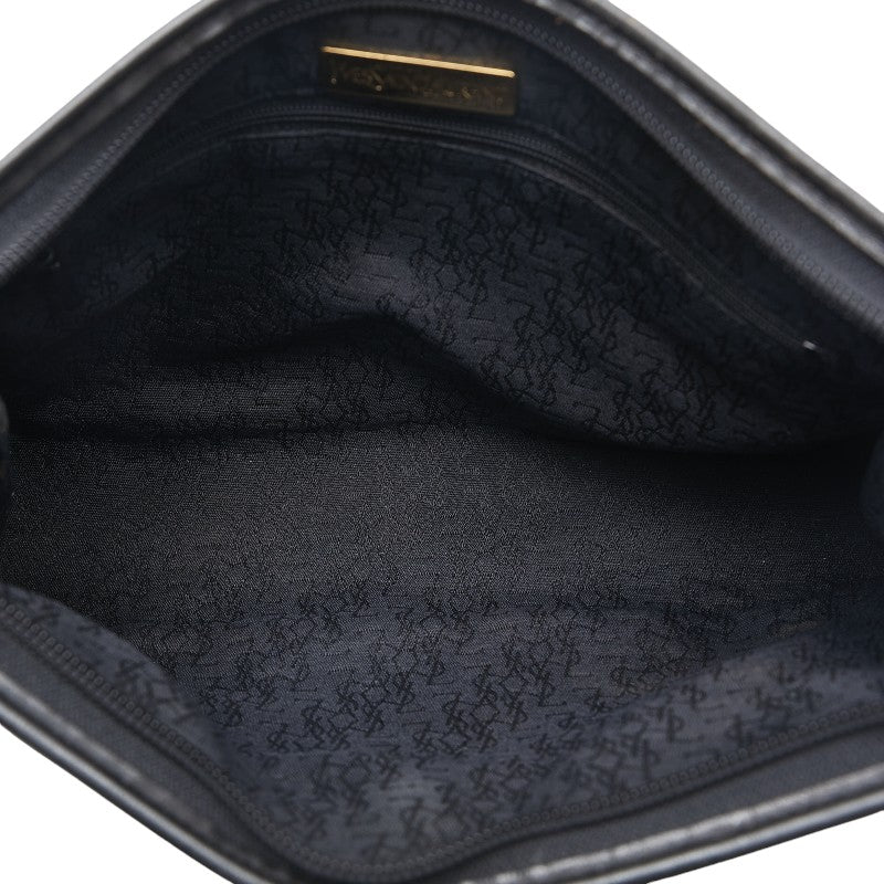 Yves Saint Laurent Tweed Leather Logo Clutch Bag