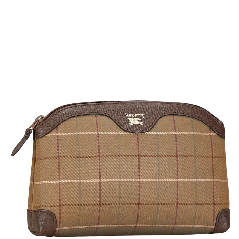 Burberry Canvas Leather Check Clutch Pouch