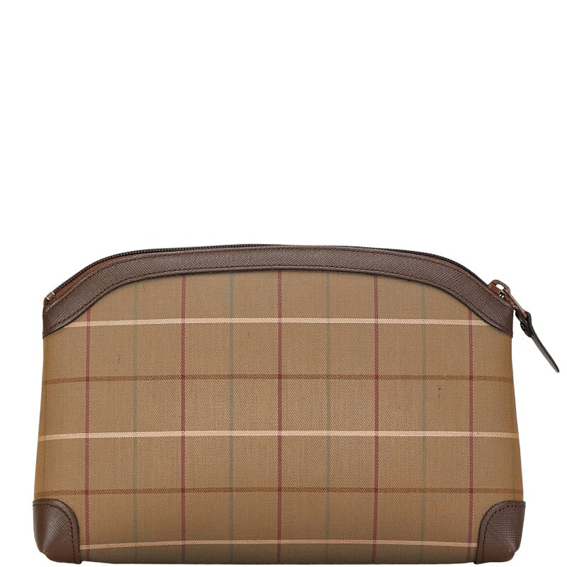 Burberry Canvas Leather Check Clutch Pouch in Very Good Condition