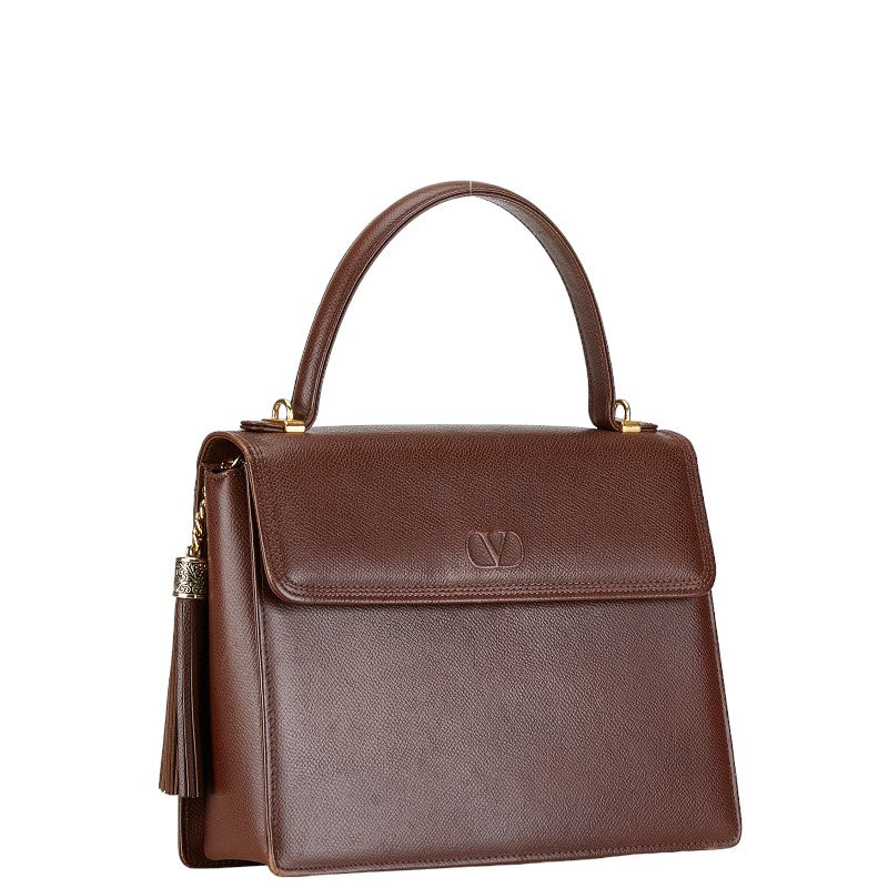 Valentino Leather 2WAY Handbag Brown