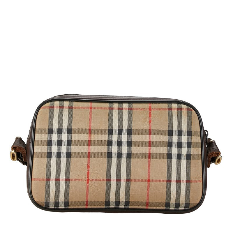 Burberry Nova Check Shadow Horse Canvas Leather Shoulder Bag in Very Good Condition