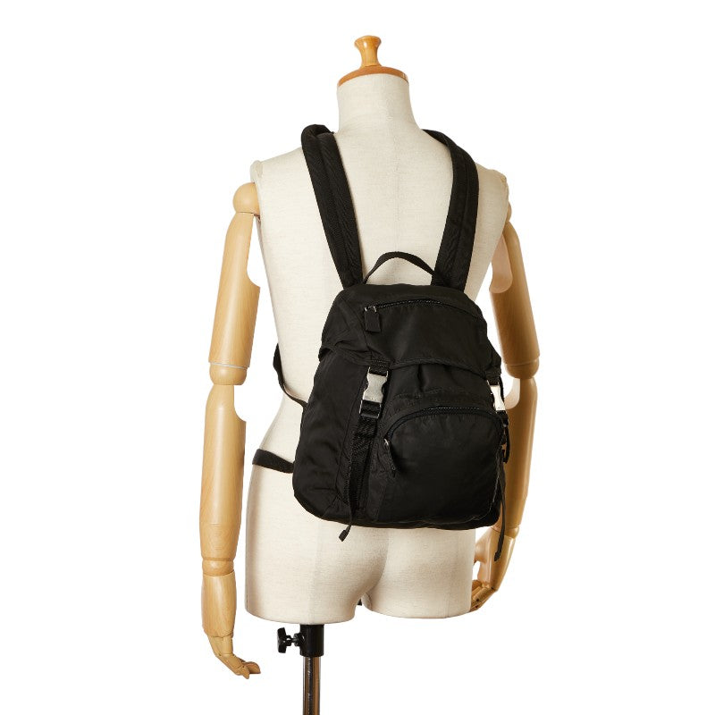 Prada Nylon Triangle Logo Backpack Black