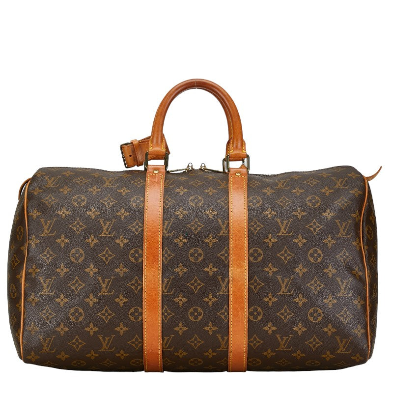 Louis Vuitton Monogram Keepall Bandouliere 45 Travel Bag M41428 Brown PVC Leather in Good Condition