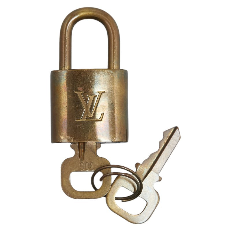 Louis Vuitton Gold Plated Padlock Keychain in Very Good Condition