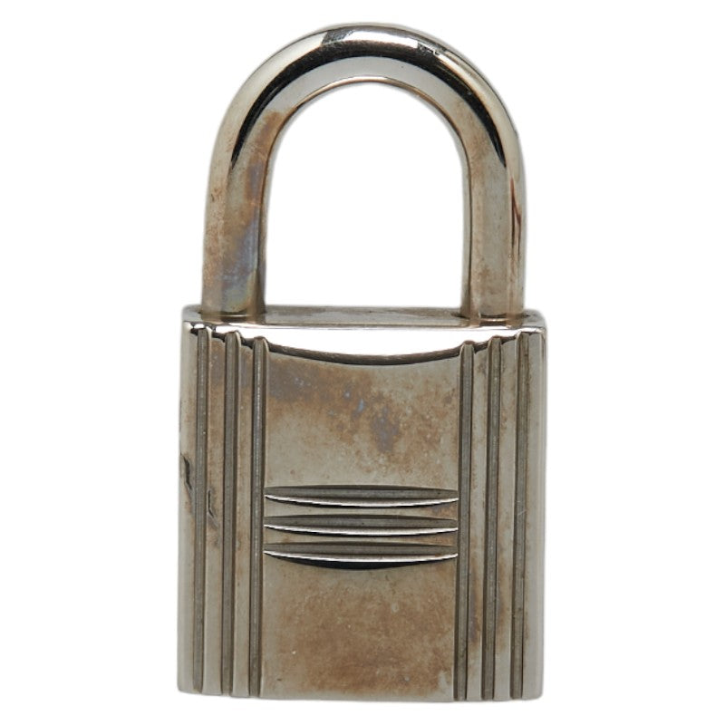 Hermes Metal Padlock Key Set Silver in Very Good Condition