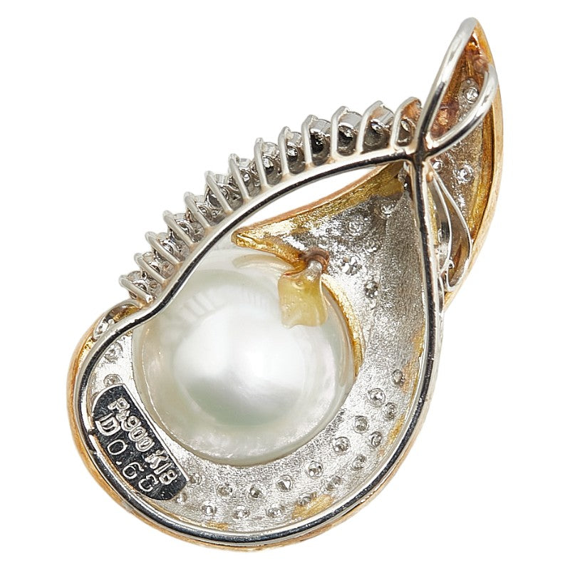 LuxUness Platinum & 18k Gold Diamond Pearl Pendant  Metal Pendant in Excellent condition