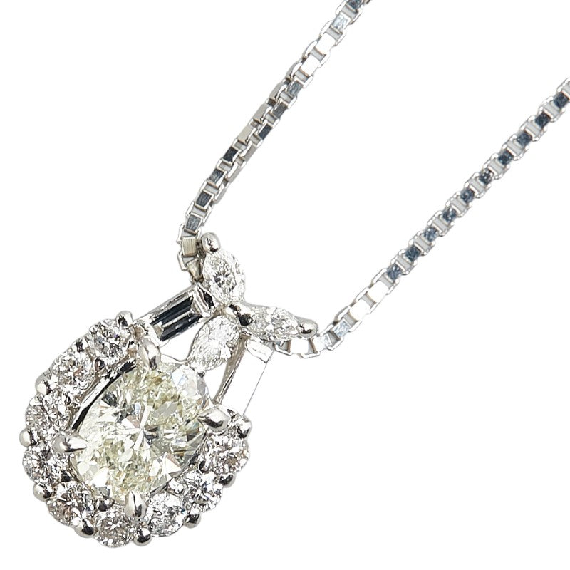LuxUness Platinum Diamond Necklace Metal Necklace in Excellent condition