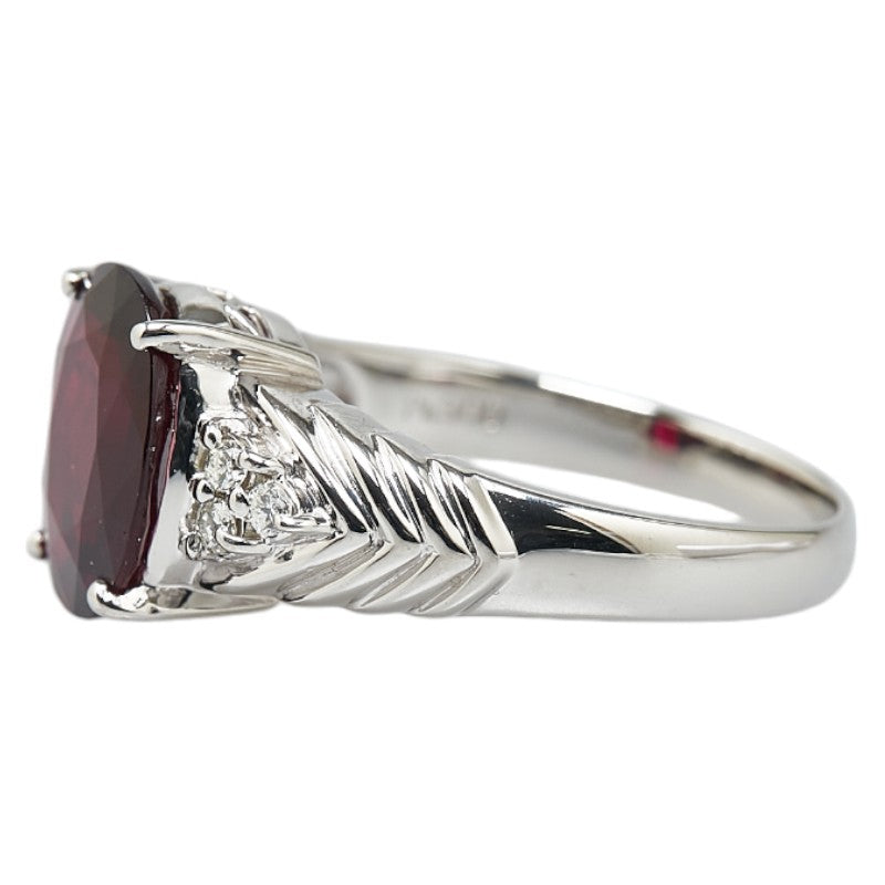 Pt900 Platinum Garnet 2.685ct Diamond 0.11ct Ring in Excellent Condition