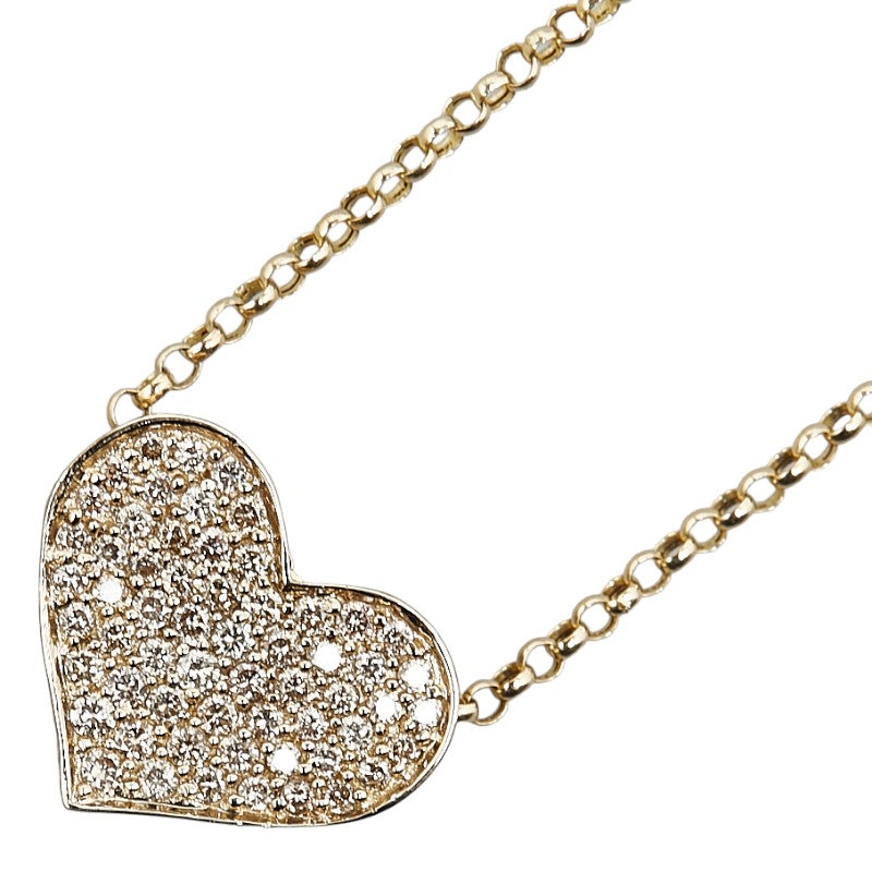 LuxUness 18k Gold Diamond Heart Necklace Metal Necklace in Excellent condition
