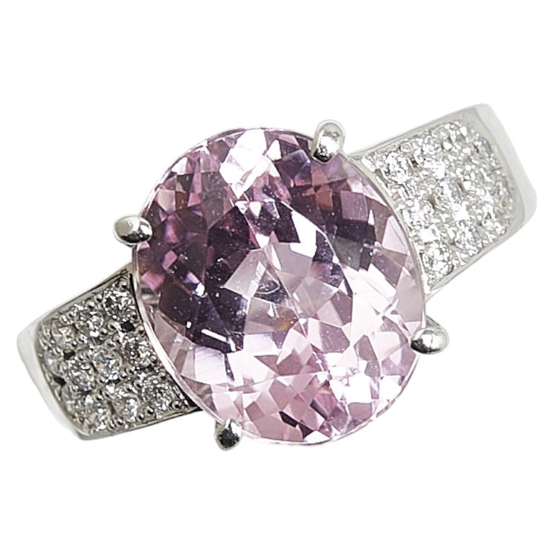 K18WG White Gold Kunzite 5.91ct Diamond 0.28ct Ring