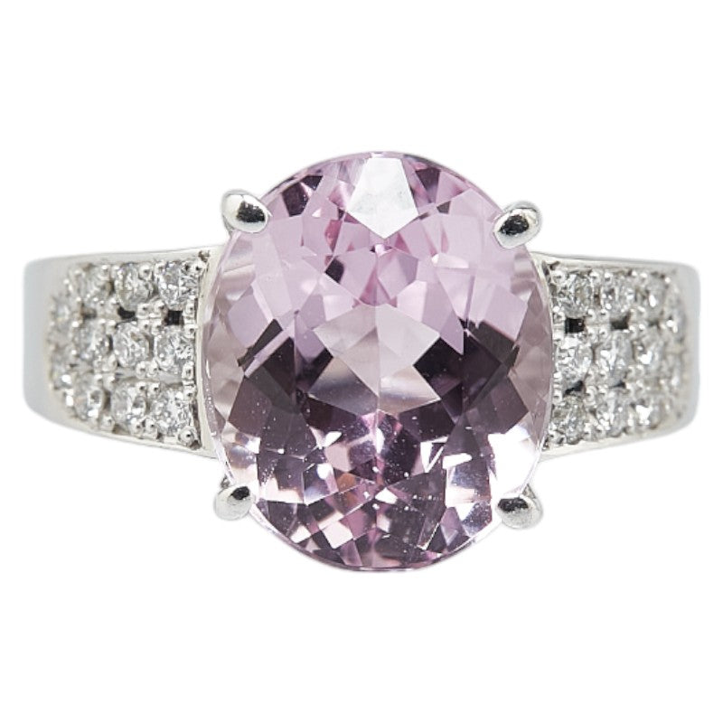 K18WG White Gold Kunzite 5.91ct Diamond 0.28ct Ring