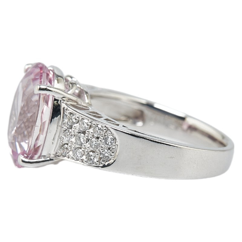 K18WG White Gold Kunzite 5.91ct Diamond 0.28ct Ring