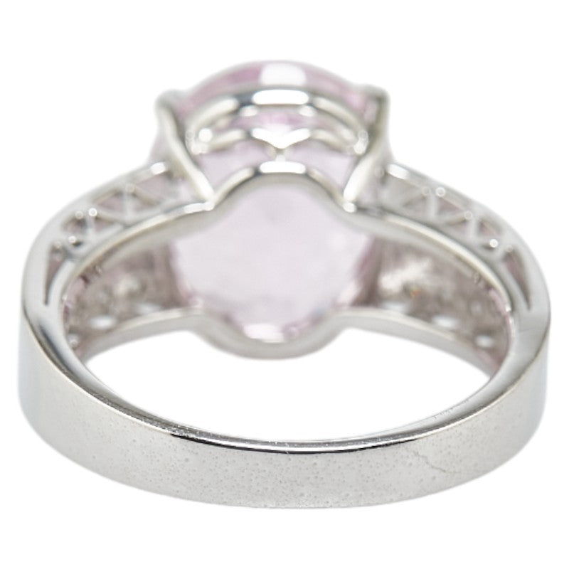 K18WG White Gold Kunzite 5.91ct Diamond 0.28ct Ring