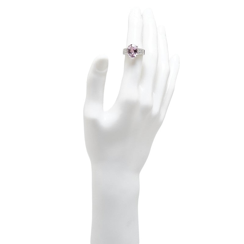 K18WG White Gold Kunzite 5.91ct Diamond 0.28ct Ring